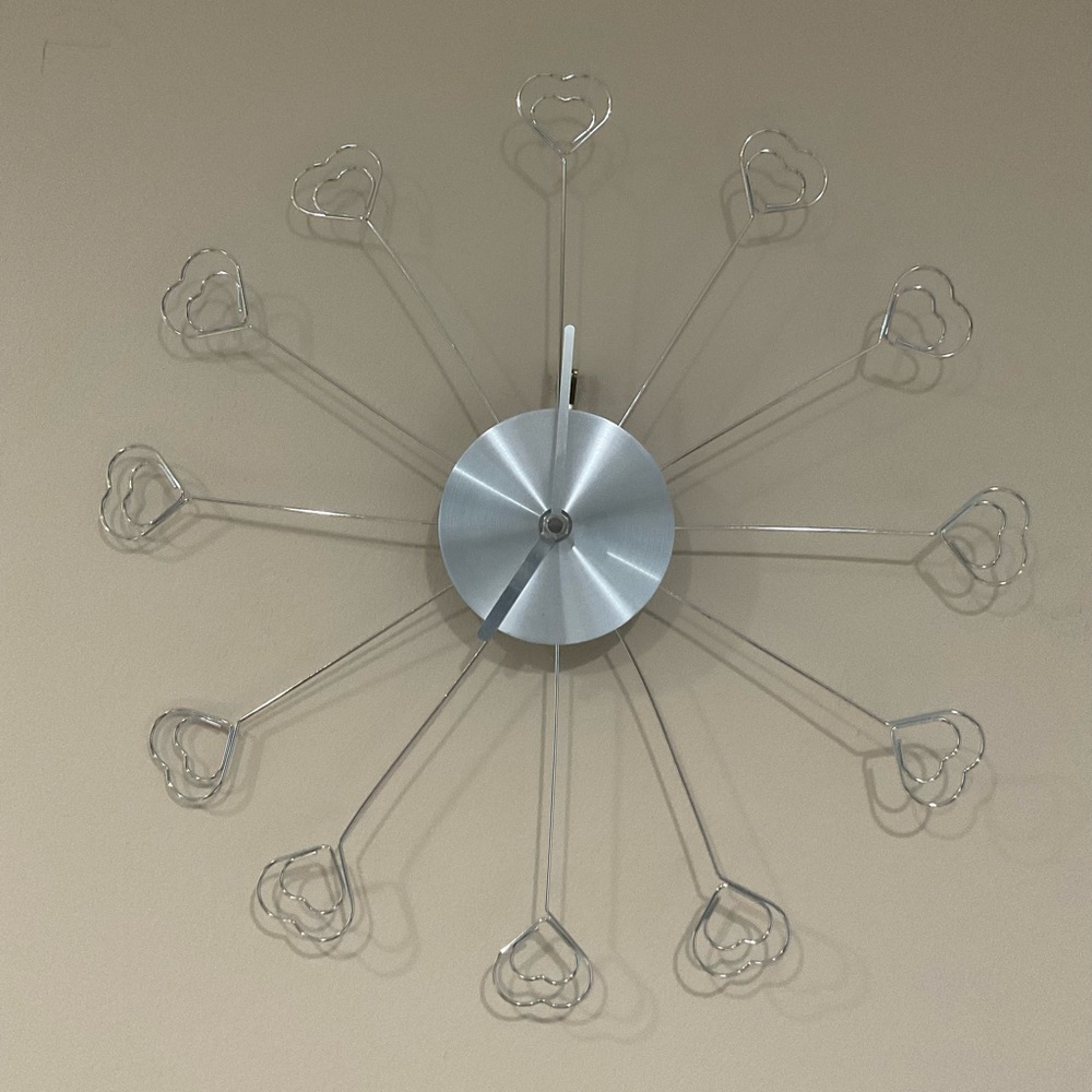 ❤️❤️❤️Wall Silver Clock, 15” diameter